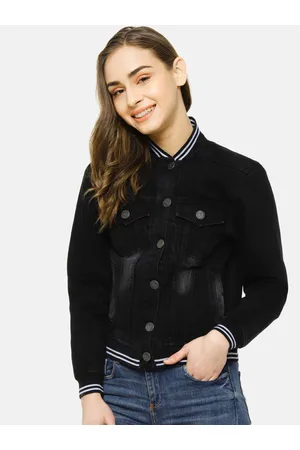 Campus Women Black Solid Denim Jacket