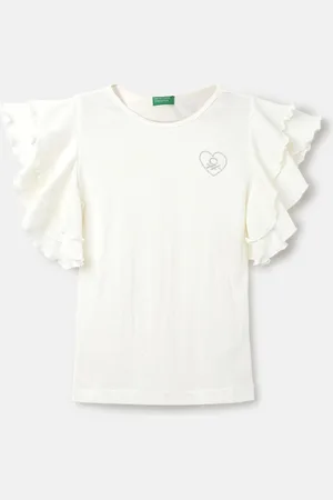 Benetton Flutter Sleeve Cotton Regular Top