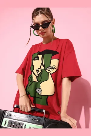Stormborn Women Printed Pure Cotton Oversized Drop-Shoulder T-shirt