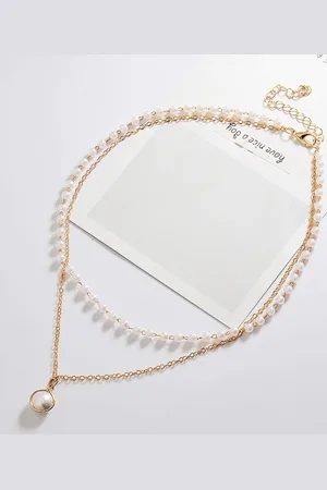 Krelin Gold-Plated Double Layer Pearl Pendant Chains