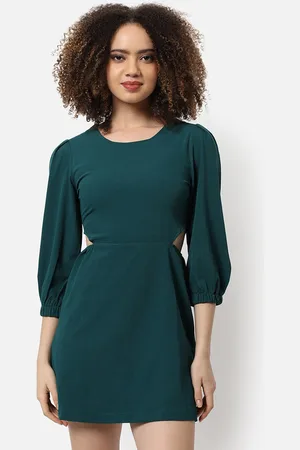 Campus Women Green Solid Mini Casual Dress
