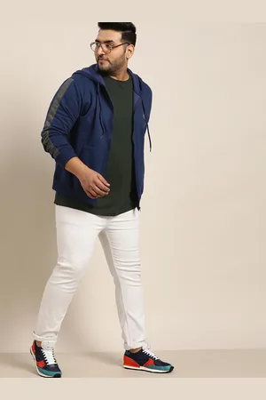 Sztori Men Plus Size Navy Blue Solid Hooded Sweatshirt