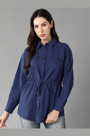 Roadster Spread Collar Tie-Up Longline Casual Shirt