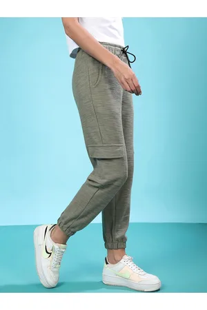Campus Women Green Solid Cotton Joggers