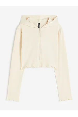 H&M Women Pure Cotton Cropped Zip-Through Sweatshirt
