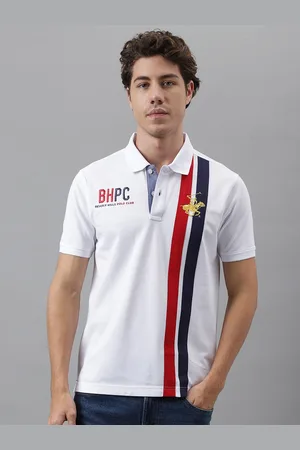 Beverly Hills Polo Club Striped Polo Collar Pure Cotton T-shirt