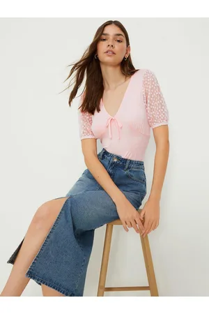 Dorothy Perkins Floral Embroidered Sleeve Empire Top