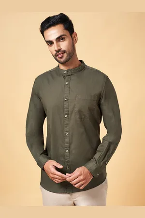 Pantaloons Men Olive Green Slim Fit Opaque Casual Shirt
