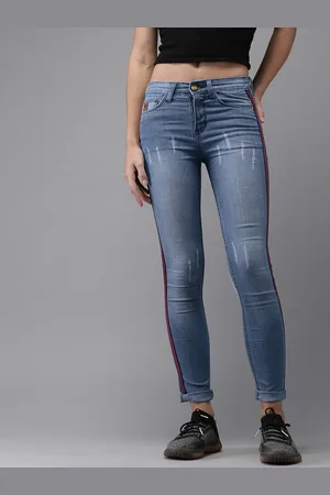 Campus Women Blue Smart Skinny Fit Low Distress Light Fade Stretchable Jeans