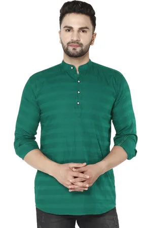 FUBAR Slim Fit Horizontal Striped Band Collar Long Sleeves Casual Shirt