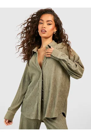 Boohoo Women Crinkled Relaxed Fit Casual Shirt