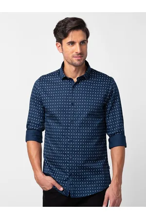 SPYKAR Men Satin Conversational Printed Long Sleeves Casual Shirt