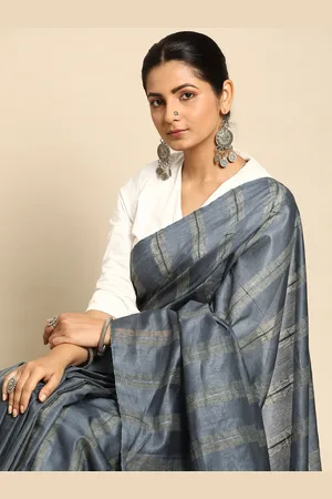 Taavi Striped Zari Silk Blend Bhagalpuri Saree