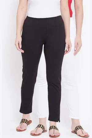 Castle Women Pack of 2 White & Black Regular Fit Solid Trousers