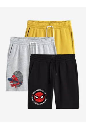 Minicult Boys Pack Of 3 Spiderman Printed Cotton Shorts