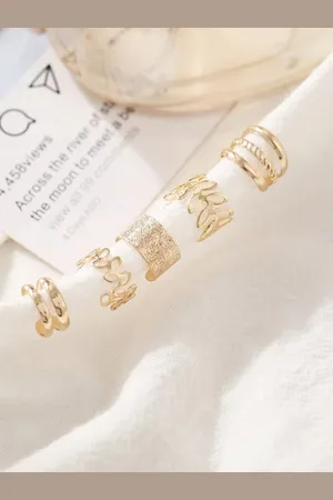 Krelin Gold-Toned Set Of 5 Gold Plated Circular Ear Cuff Earrings