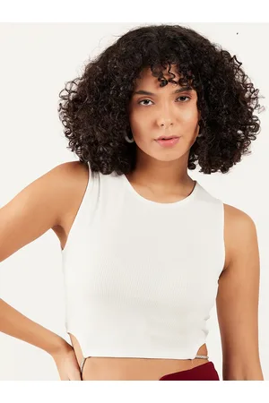 ATHENA White Cut Out Details Tank Crop Top