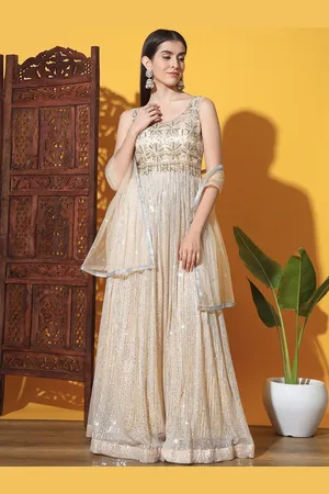 Chhabra 555 Embellished Ethnic Maxi Gown With Dupatta