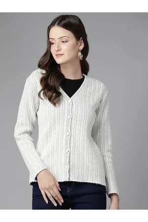 Cayman Women Self Design Woollen Cardigan