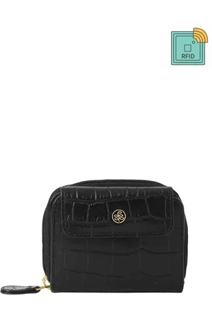 Eske Esk Eva Women Black Printed Leather Three Fold Wallet