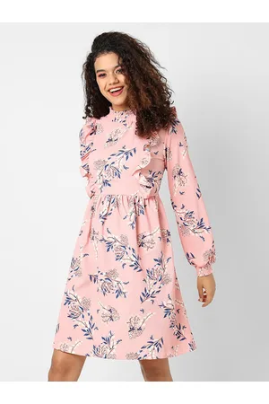 Campus Women Peach-Coloured Floral Dress