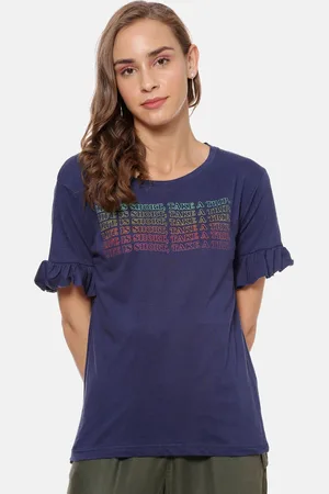 Campus Women Navy Blue Printed Top