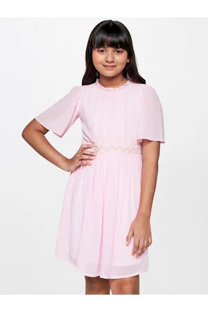 AND Girls Embellished Mock Collar A-Line Dress