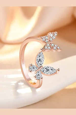Myki Rose Gold-Plated CZ Studded Stainless Steel Finger Ring