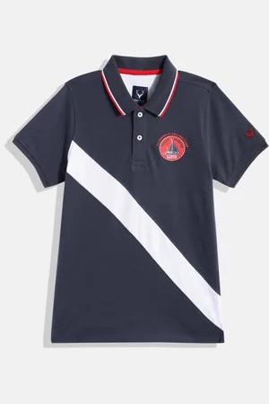 Allen Solly Boys Striped Pure Cotton Polo Collar T-shirt