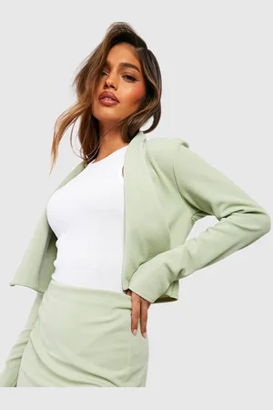 Boohoo Crop Open Front Jacket