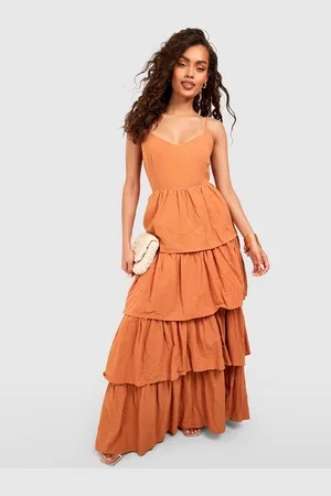 Boohoo Shoulder Straps Tiered Maxi Dress