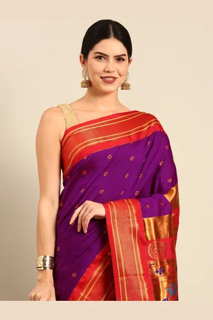 Varkala Silk Sarees Ethnic Motifs Zari Silk Blend Handloom Paithani Saree
