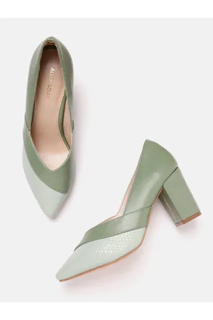 Allen Solly Women Colourblocked Block Heel Pumps with Snake Skin Textured Detail