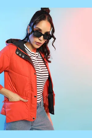 Campus Orange Hooded Windcheater Puffer Jacket