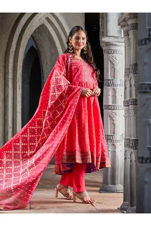 Biba Ethnic Motifs Printed Anarkali Kurta & Palazzos With Dupatta