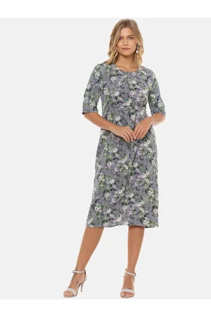 Campus Women Grey Printed A-Line Dress