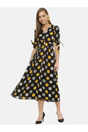 Campus Women Black Printed Empire Dress