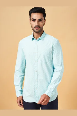 Pantaloons Men Blue Slim Fit Micro Checks Opaque Printed Casual Shirt