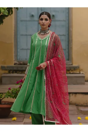 anayna Women Striped Panelled Gotta Patti Kurta with Trousers & With Dupatta