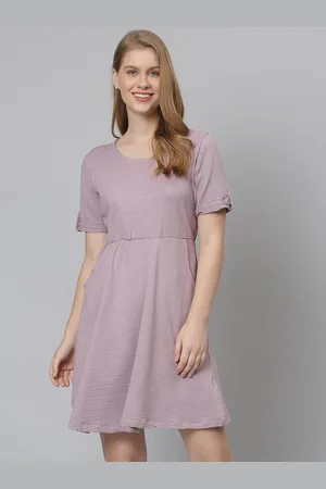 Campus Solid Lavender Casual Dress
