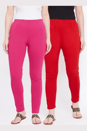Castle Women Pack of 2 Maroon & Pink Regular Fit Solid Trousers