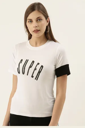 Campus Women White Printed Round Neck T-shirt