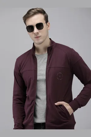 Arrow Mock Collar Solid Long Sleeves Front-Open Sweatshirt