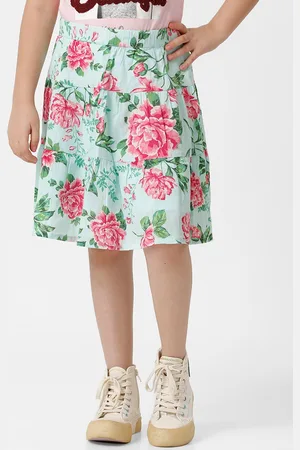 KATE & OSCAR Girls Floral Printed Knee Length A-Line Skirt