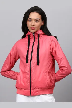 Campus Women Peach-Coloured Windcheater Padded Jacket