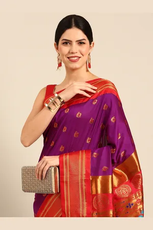 Varkala Silk Sarees Ethnic Motifs Zari Silk Blend Paithani Saree