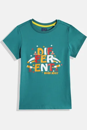 Allen Solly Girls Typography Printed Pure Cotton T-shirt