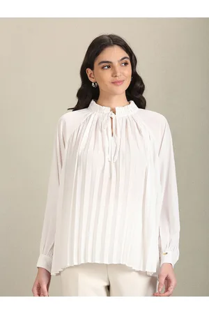 Ralph Lauren Tie-Up Neck Puff Sleeves Top