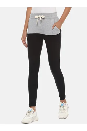 Campus Women Black & Grey Colourblocked Joggers