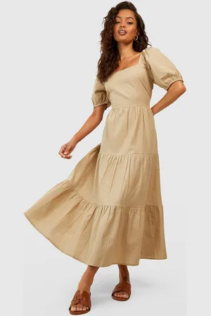 Boohoo Poplin Pure Cotton A-Line Midi Dress